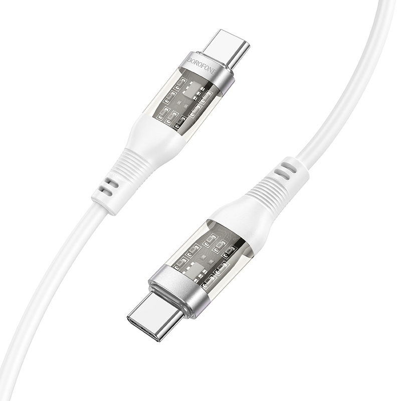 Borofone kabel BU37 Transparent Exploration - typ C na typ C - 60W 1,2 metru bílý