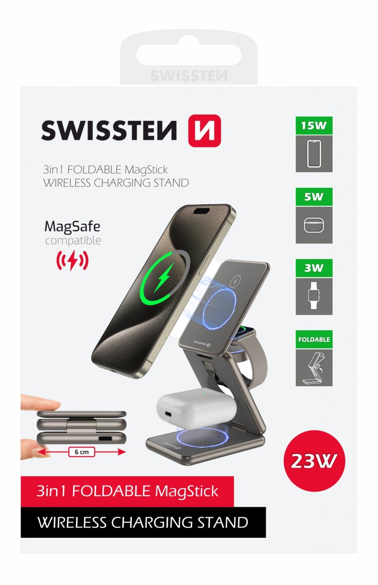 Bezdrátová nabíječka Swissten al1 šedá (kompatibilní s magsafe)