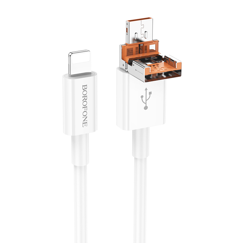 Datový kabel Borofone BX102 Winner - USB + Type C na Lightning - PD 27W 1 metr bílý