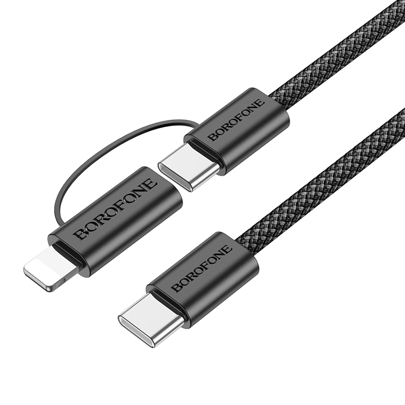 Datový kabel Borofone BX104 Primo - Type C na Type C + Lightning - 60W 3A 1 metr černý