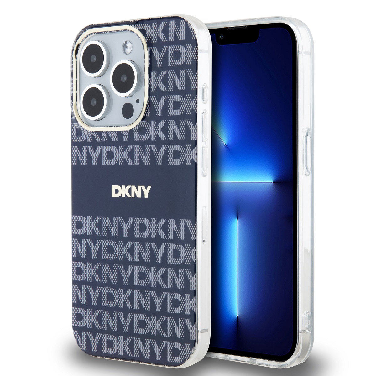 Zadní Kryt DKNY PC/TPU Repeat Pattern Tonal Stripe Magsafe pro iPhone 15 Pro modrý