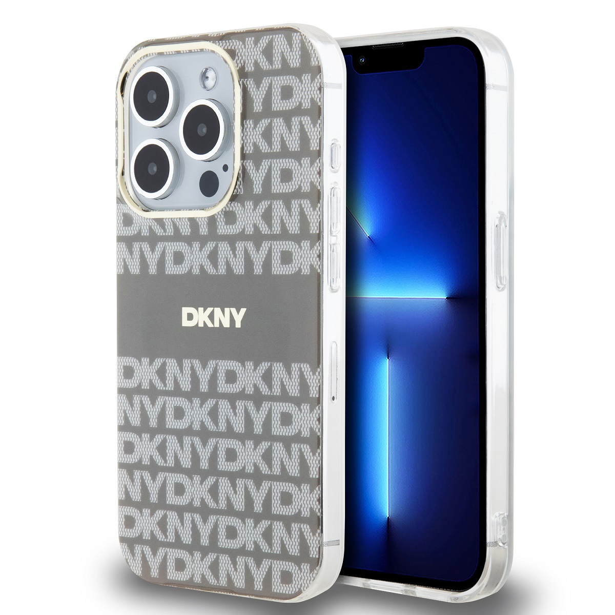 Zadní Kryt DKNY PC/TPU Repeat Pattern Tonal Stripe Magsafe pro iPhone 15 Pro Beige