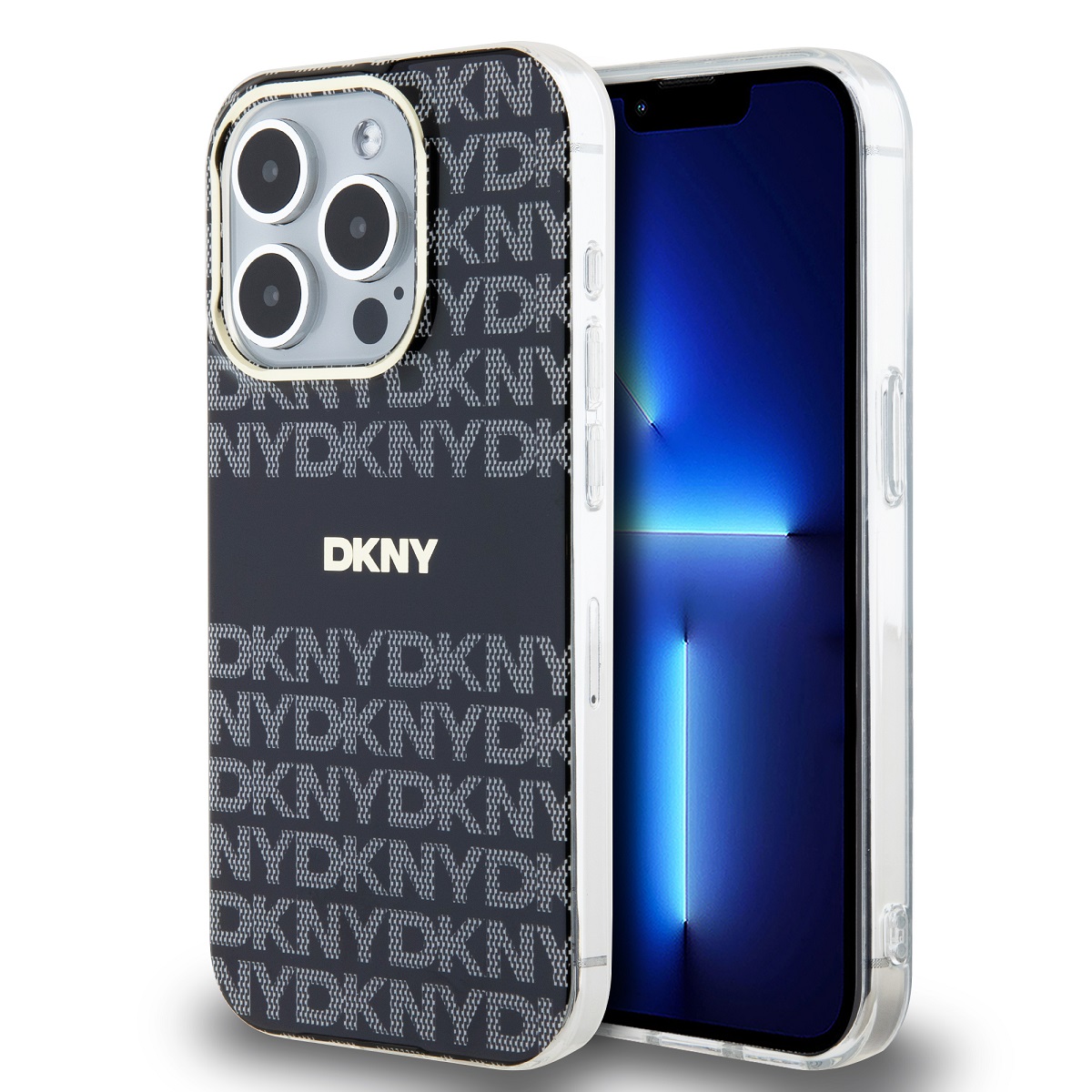 Zadní Kryt DKNY PC/TPU Repeat Pattern Tonal Stripe Magsafe pro iPhone 15 Pro černý