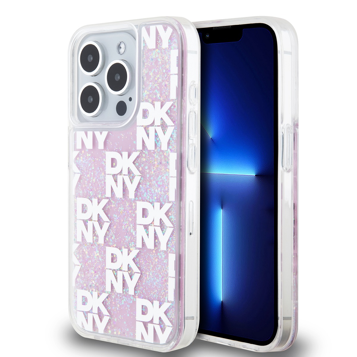 Zadní Kryt DKNY Liquid Glitter Checkered Pattern pro iPhone 15 Pro růžový