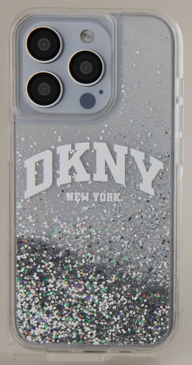 Zadní Kryt DKNY Liquid Glitter Arch Logo na iPhone 14 Pro Max Transparent