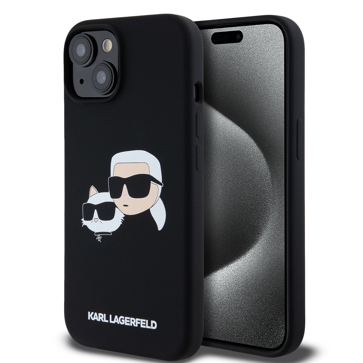 Karl Lagerfeld Liquid Silicone Double Heads Magsafe Zadní Kryt pro iPhone 15 Pro Max Black