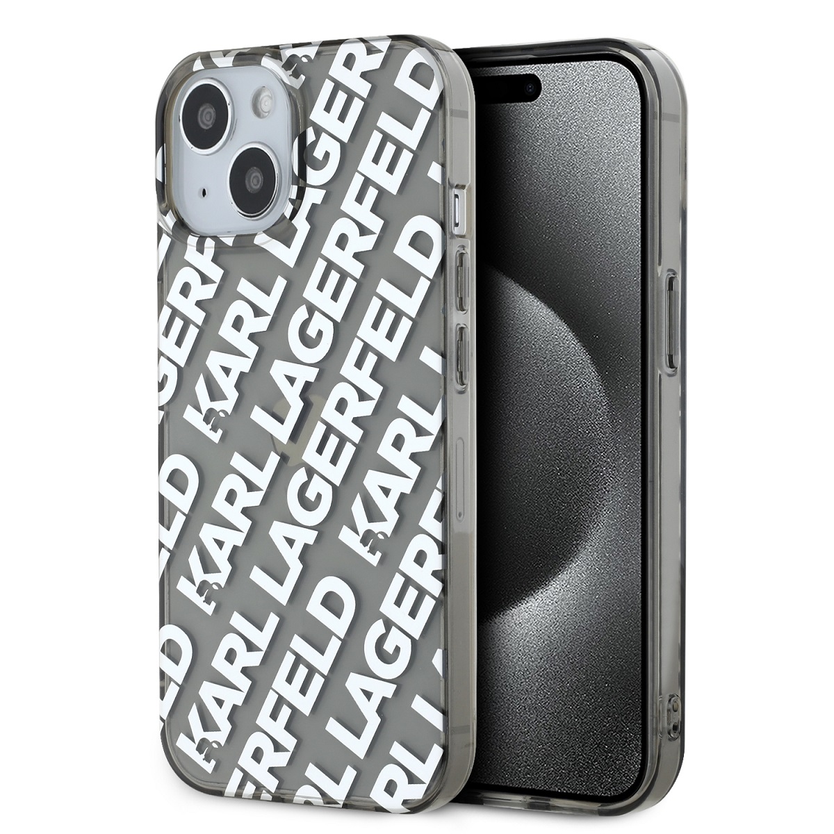 Karl Lagerfeld IML Electroplated Repeated Logo Zadní Kryt pro iPhone 15 Silver