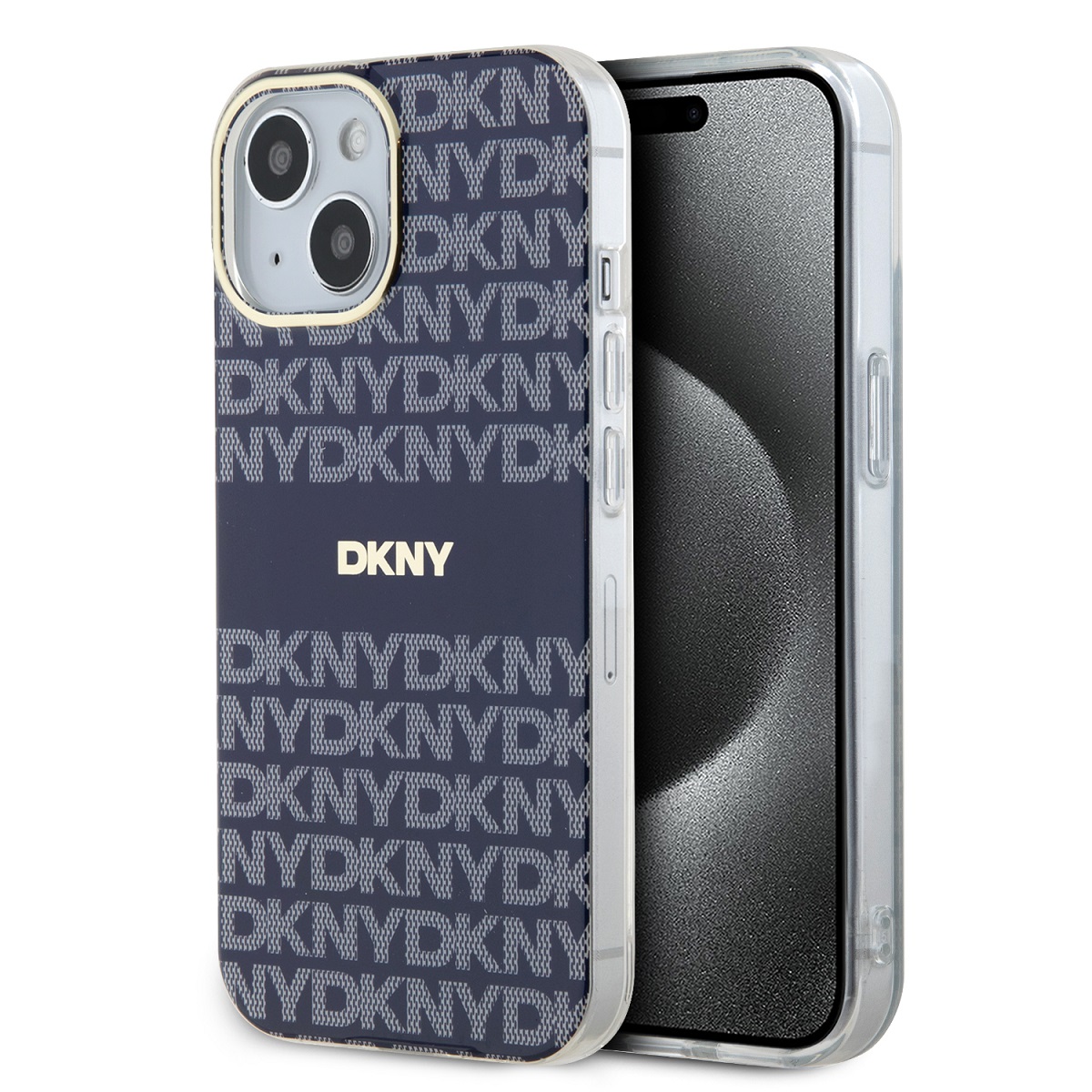 Zadní Kryt DKNY PC/TPU Repeat Pattern Tonal Stripe Magsafe pro iPhone 14 modrý