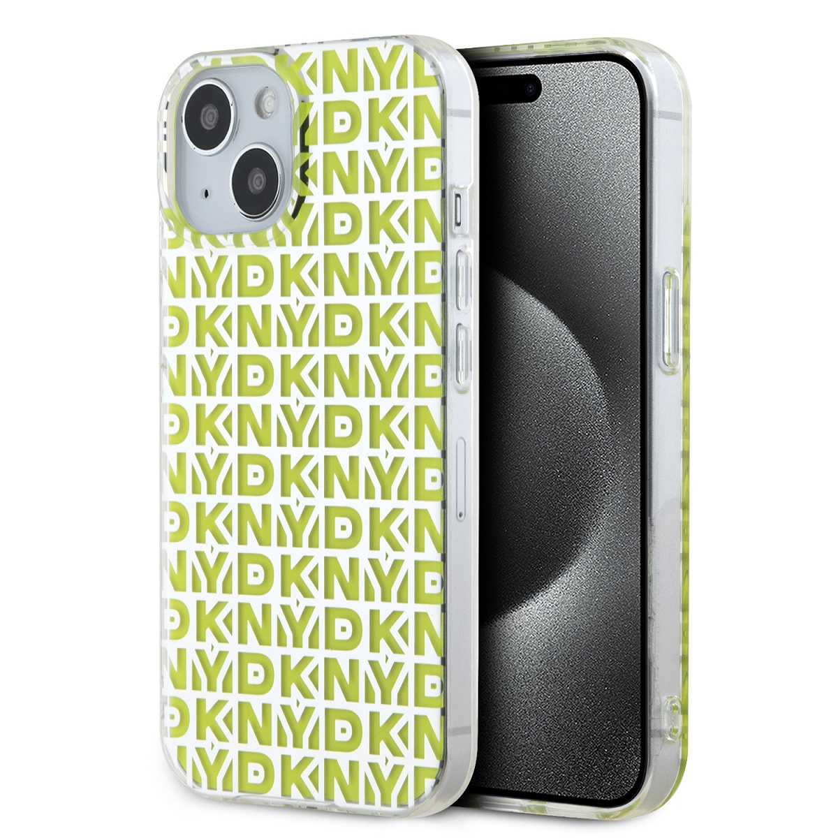 Zadní Kryt DKNY PC/TPU Repeat Pattern pro iPhone 15 žlutý