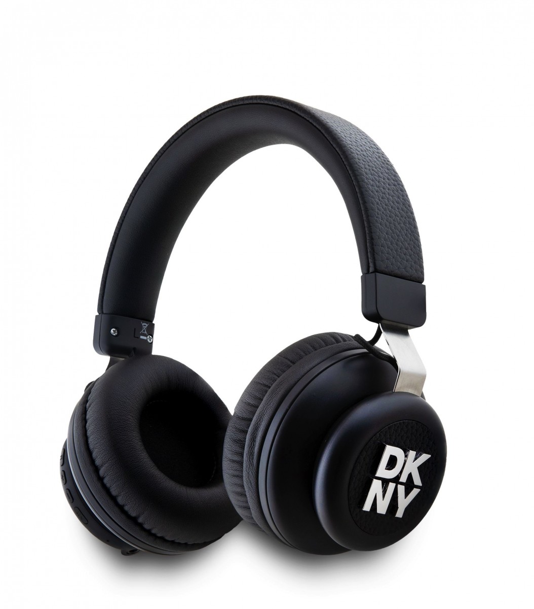 Sluchátka DKNY PU Leather Stack Logo Bluetooth Stereo Headphone Black