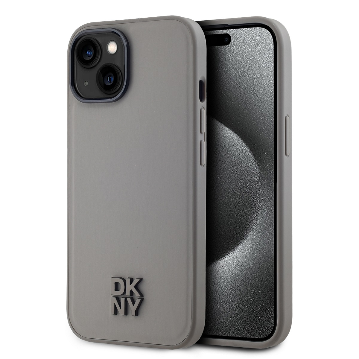 Zadní Kryt DKNY PU Leather Stack Logo Magsafe pro iPhone 15 Grey