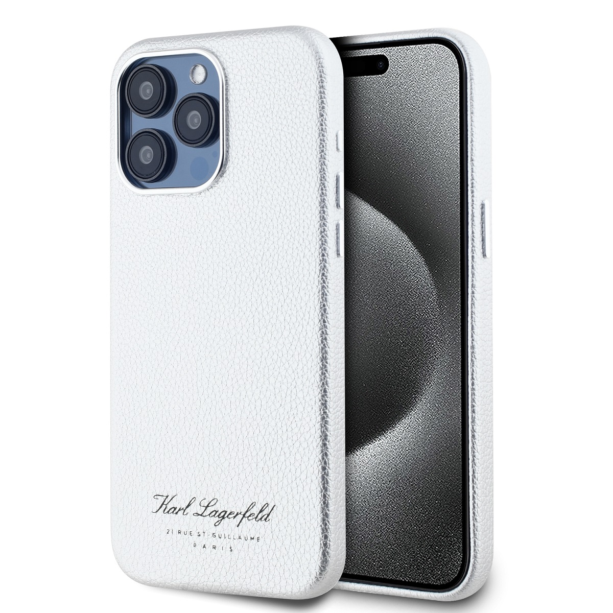 Zadní kryt Karl Lagerfeld Grained PU Hotel RSG pro iPhone 15 Pro Max Grey