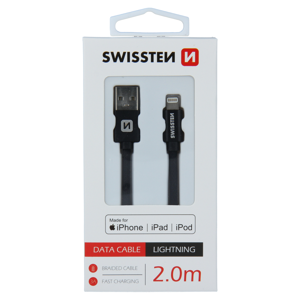 Datový kabel Swissten USB-A - Lightning mfi 2m černý