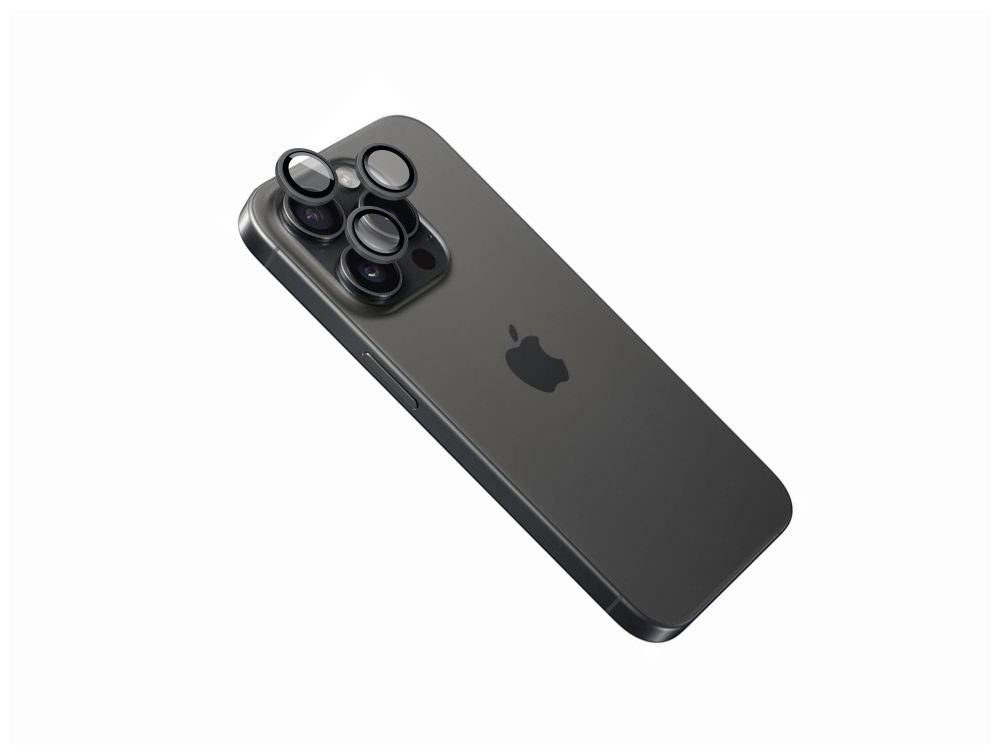 Ochranná skla čoček fotoaparátů FIXED Camera Glass pro Apple iPhone 16 Pro/16 Pro Max, černá