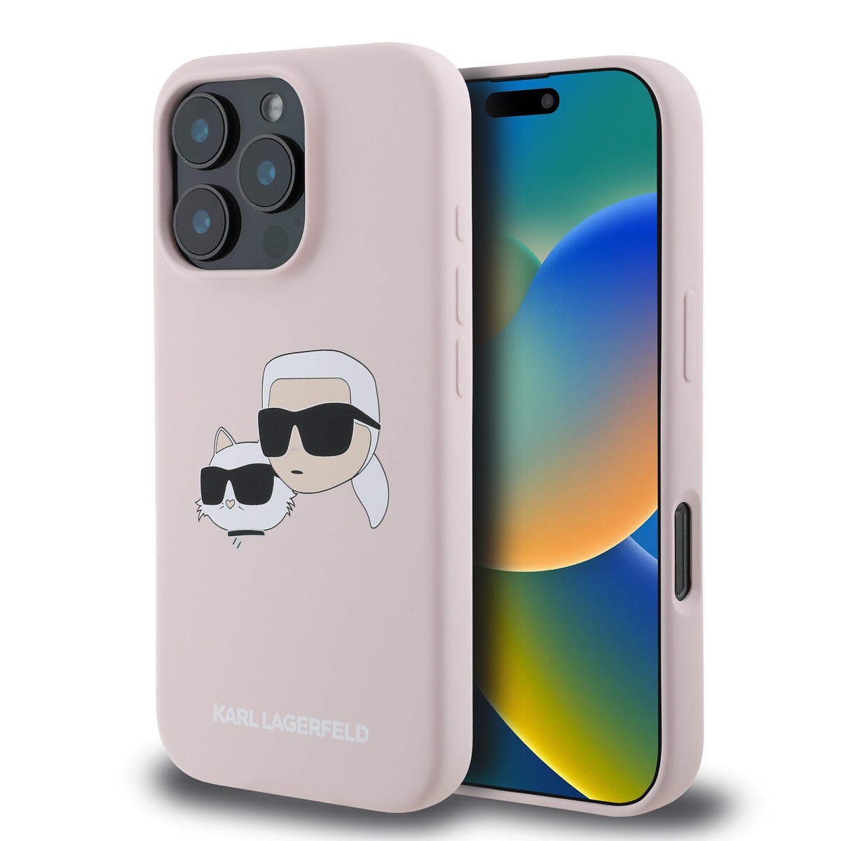 Zadní kryt Karl Lagerfeld Liquid Silicone Double Heads MagSafe pro iPhone 16 Pro Max Pink