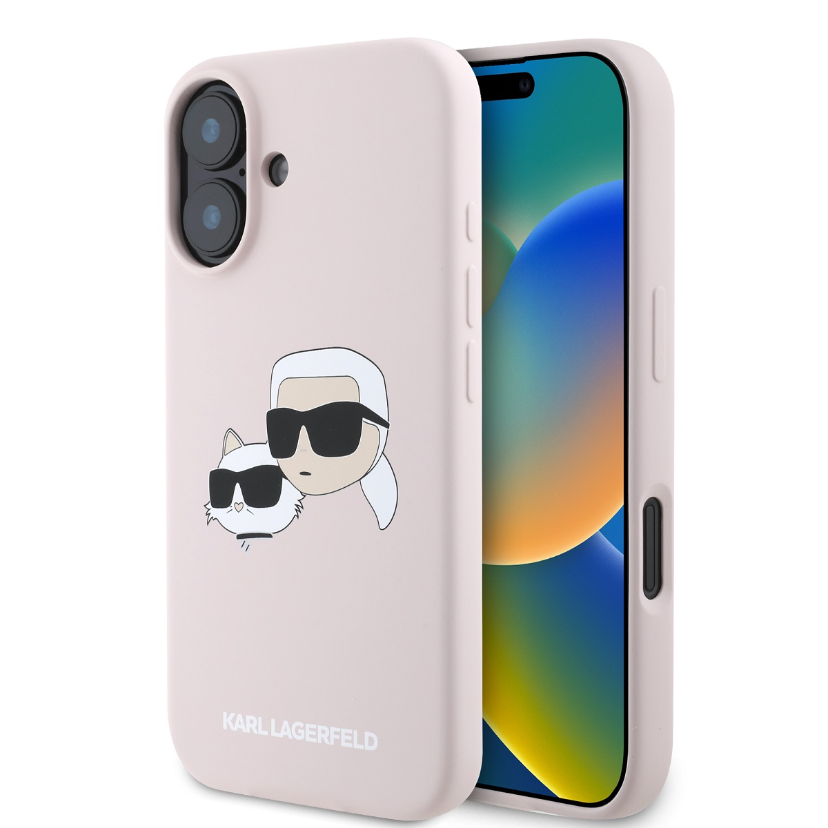 Zadní kryt Karl Lagerfeld Liquid Silicone Double Heads MagSafe pro iPhone 16 Pink