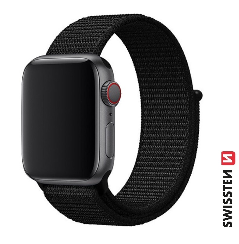 Řemínek Swissten pro Apple Watch  nylonový 38 - 40 - 41 mm černý