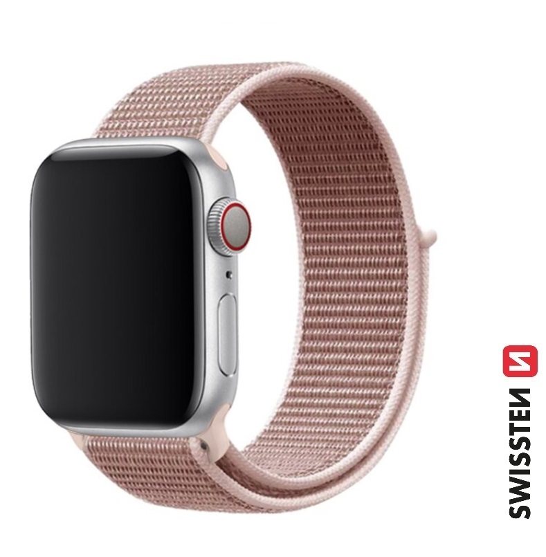 Řemínek Swissten pro Apple Watch  nylonový 38 - 40 - 41 mm růžovo-zlatý