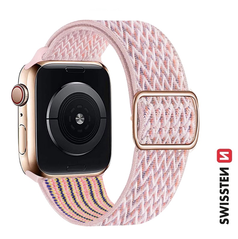 Řemínek Swissten pro Apple Watch  nylonový 38 - 40 - 41 mm růžový (se sponou)