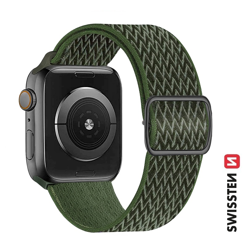 Řemínek Swissten pro Apple Watch  nylonový 42 - 44 - 45 - 49 mm khaki (se sponou)