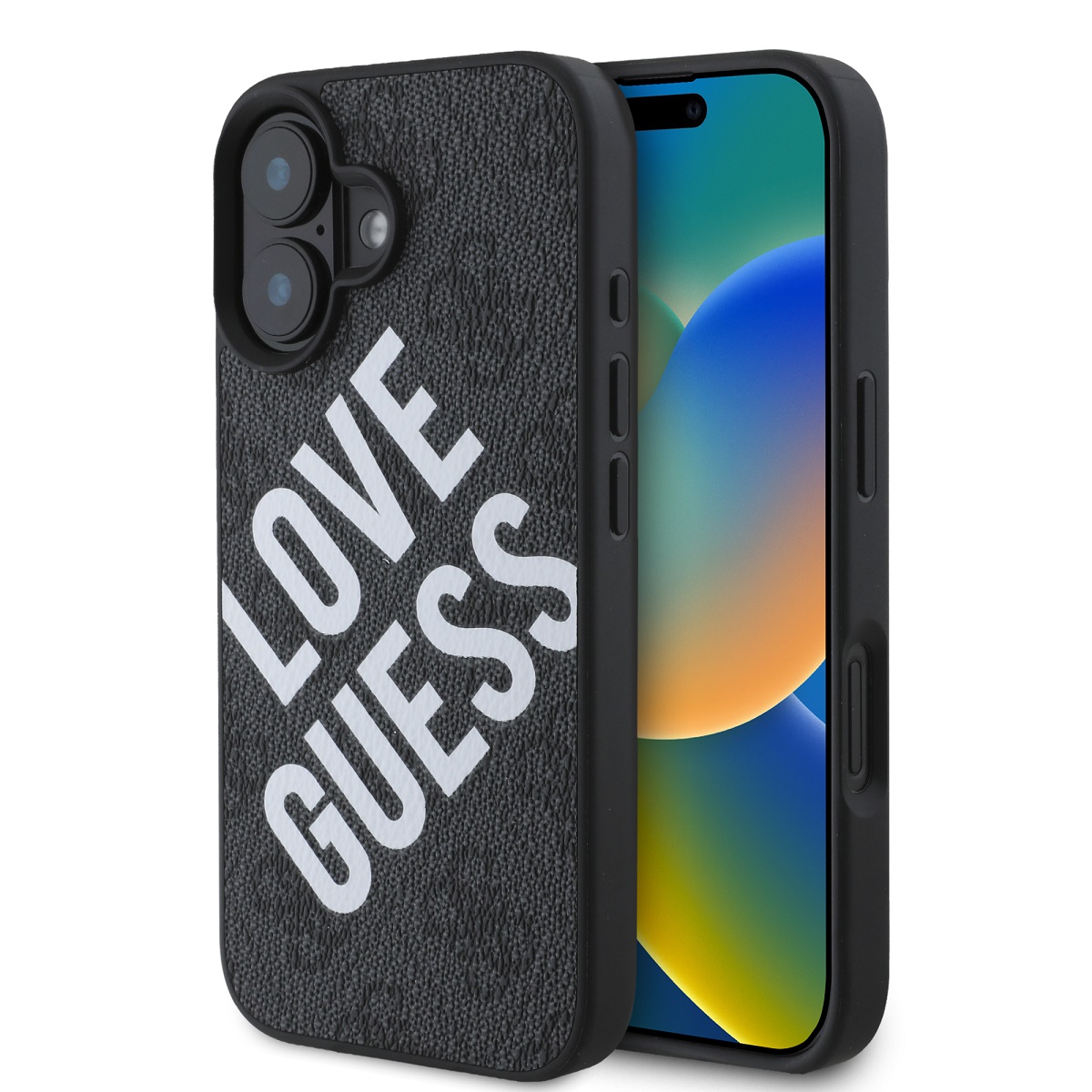 Zadní kryt Guess PU Leather 4G Big Love Logo MagSafe pro iPhone 16 Black