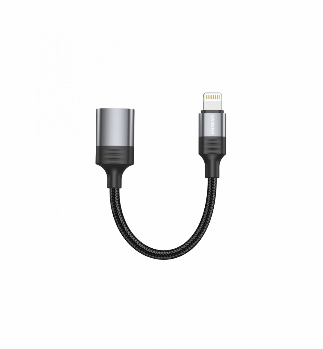 Adaptér OTG Swissten Lightning - USB-A 0,13 m černý