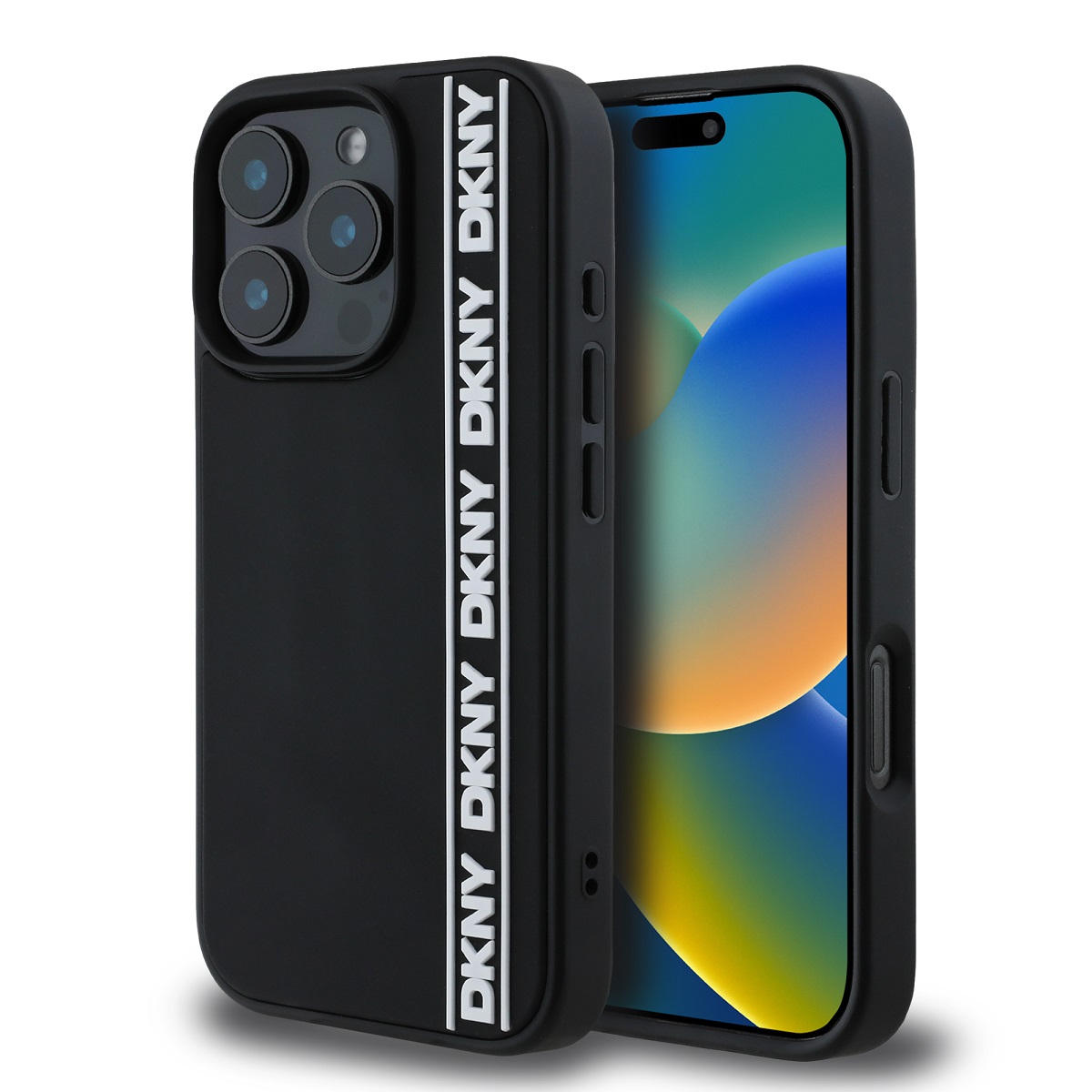 Zadní kryt DKNY 3D Rubber Repeat Logo Line pro iPhone 16 Pro Black