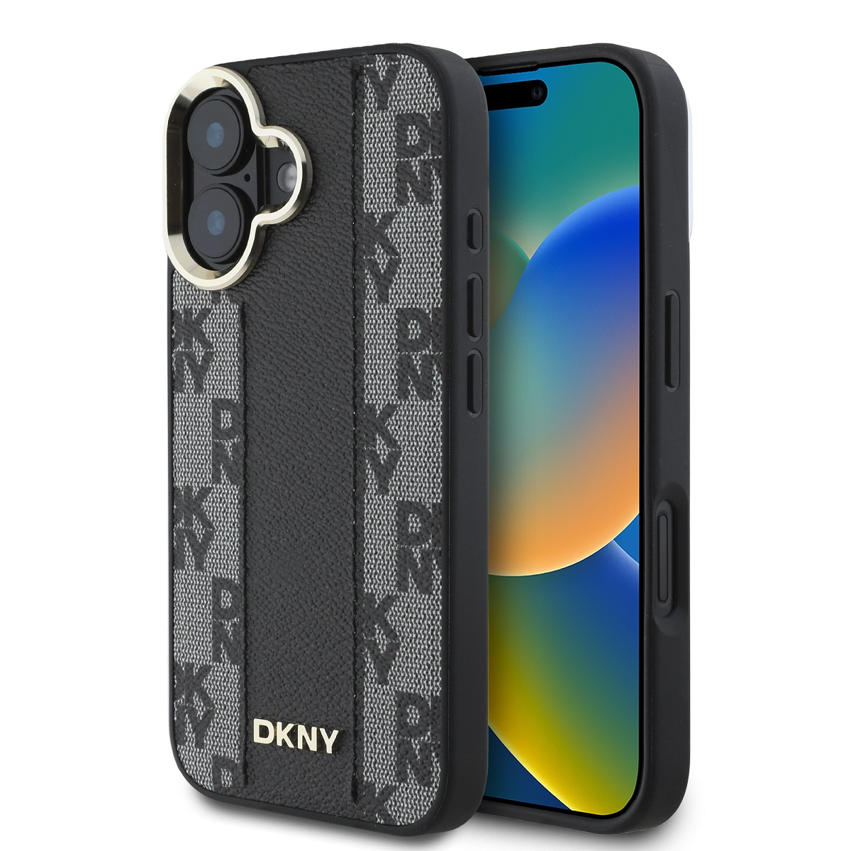 Zadní kryt DKNY PU Leather Checkered Pattern Magsafe pro iPhone 16 Plus Black