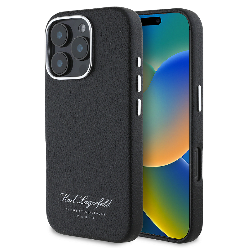 Zadní kryt Karl Lagerfeld Grained PU Hotel RSG pro iPhone 16 Pro Black