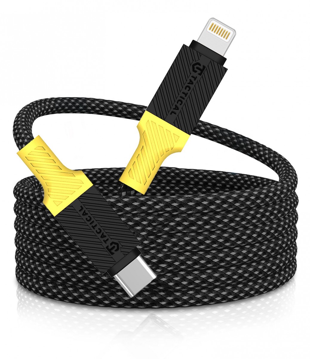 Datový kabel Tactical MagRope USB-C - Lightning 1m Black-Yellow