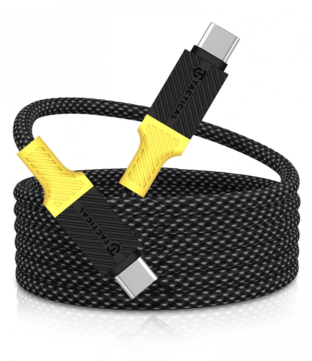 Datový kabel Tactical MagRope USB-C - USB-C 1m Black-Yellow