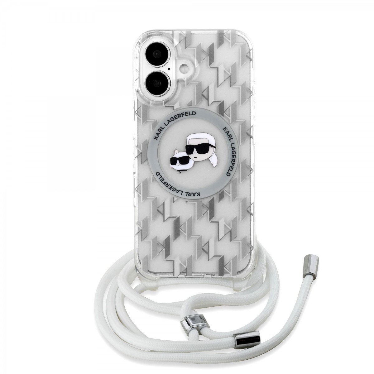 Zadní kryt Karl Lagerfeld IML Monogram Crossbody K&CH Heads MagSafe pro iPhone 16 Transparent