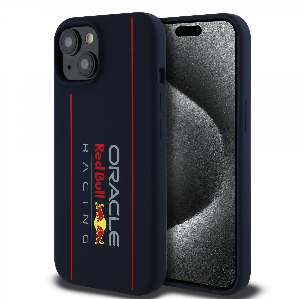 Zadní kryt Red Bull Silicone Vertical Logo MagSafe pro iPhone 15 Navy