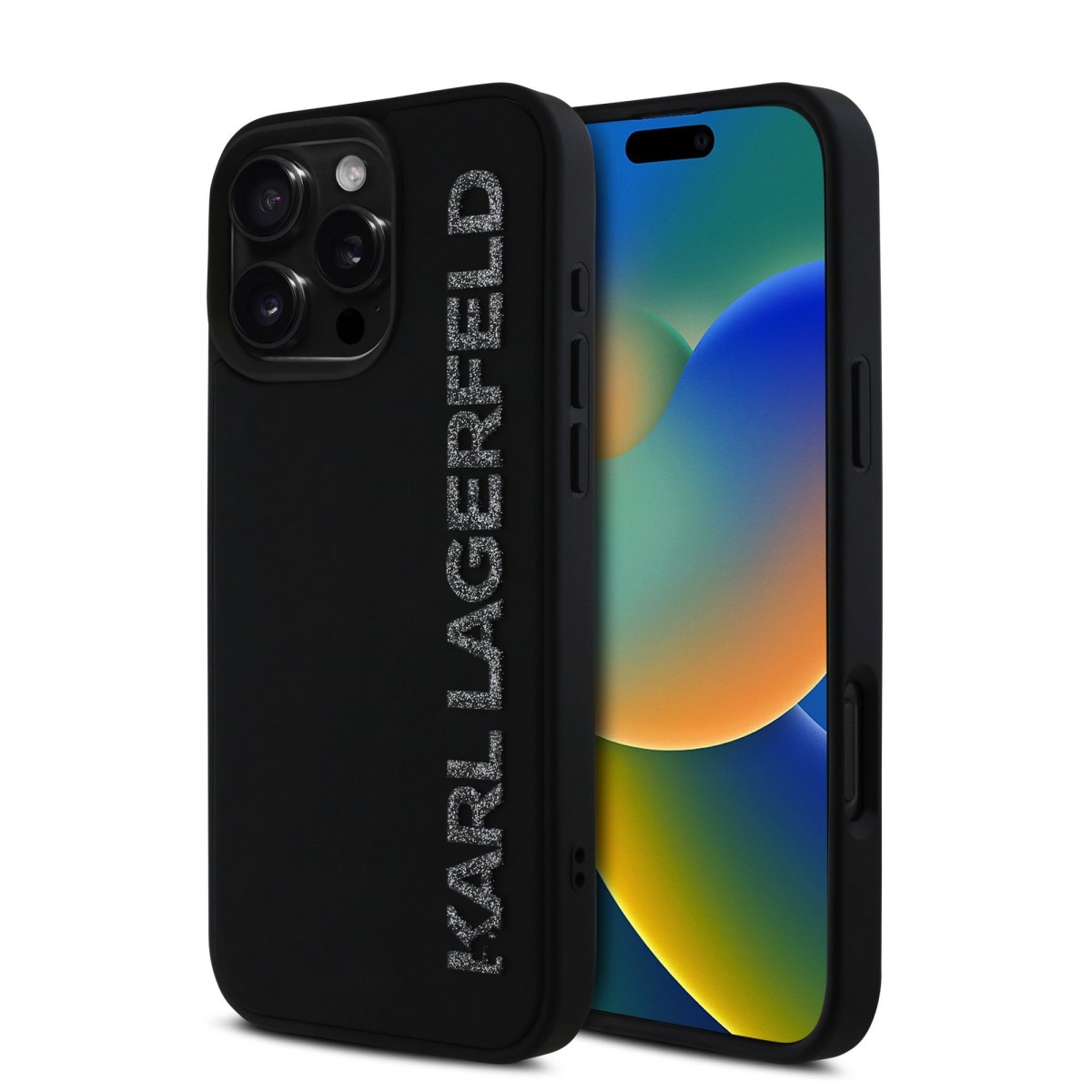 Zadní kryt Karl Lagerfeld 3D Rubber Glitter Logo pro iPhone 16 Pro Max Black