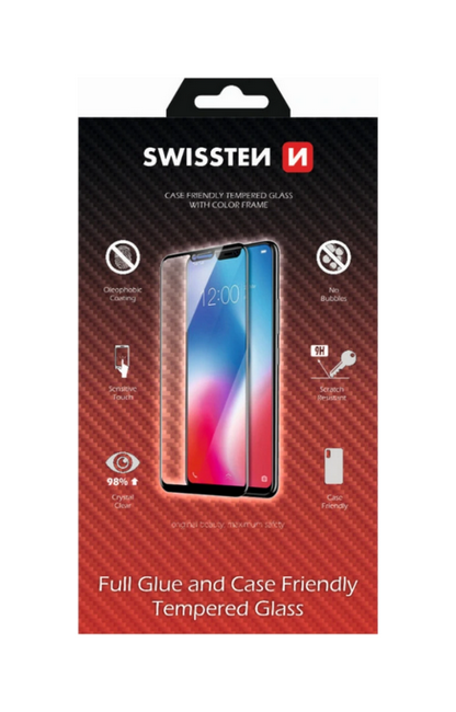 Sklo swissten full glue, color frame, case friendly pro samsung galaxy a05s černé