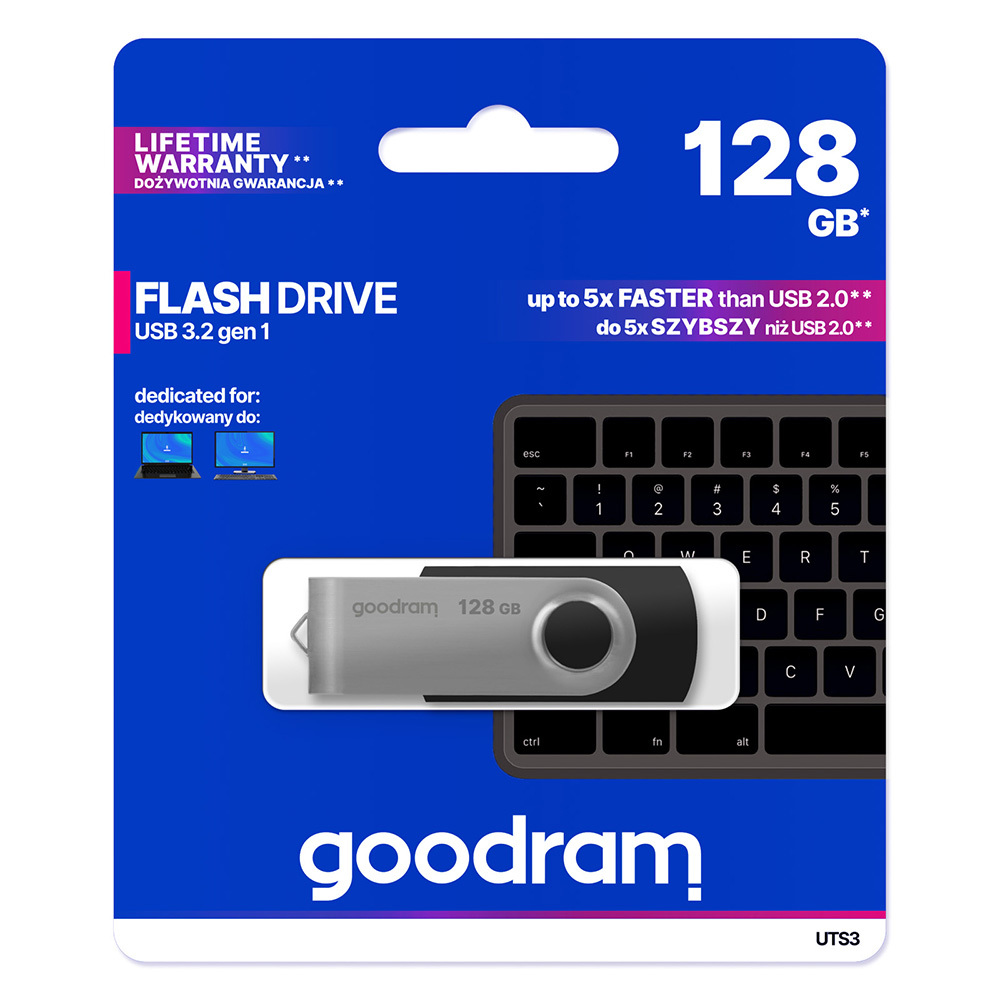 Flash disk GOODRAM UTS3 128GB černo-stříbrný