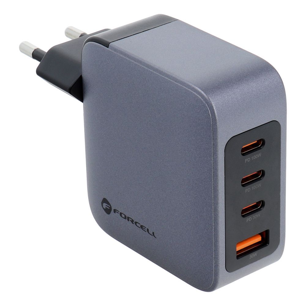 Adaptér Forcell F-Energy 3x USB-C a USB-A s funkcí rychlonabíjení 100W modrý