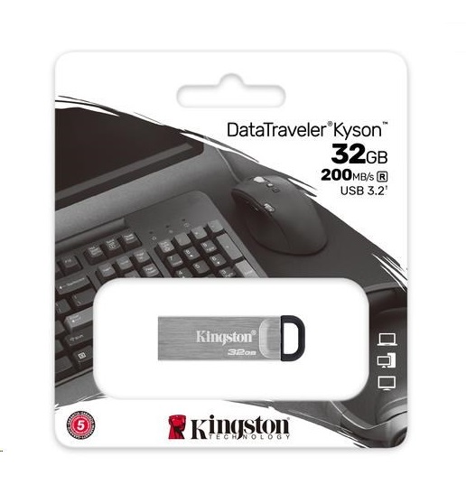 Flash disk značky Kingston Kyson USB 3.2 32GB stříbrný